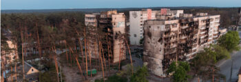 Zerstörte Häuser in der Ukraine